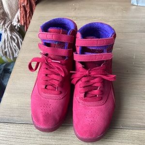 Red Reebok sneaker